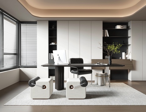  现代书房3d模型 