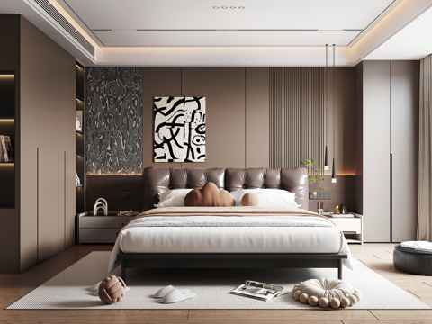 意式现代卧室su模型