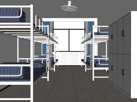 双人间 寝室 单人间 卧室 宿舍 家装 工装su模型