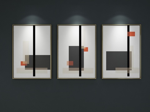  北欧抽象几何艺术装饰挂画 抽象画 装饰画 画 3D模型3d模型 