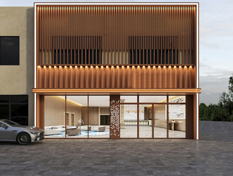 现代酒店门头su模型