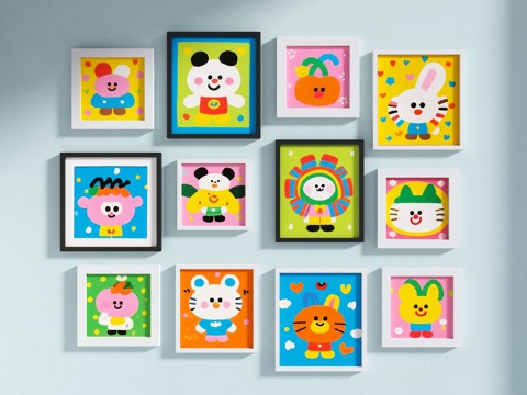 儿童挂画 卡通画 卡通装饰画 简约装饰画 艺术装饰画 抽象装su模型