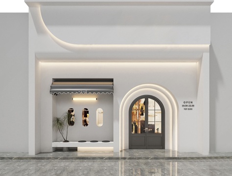 现代服装店门头门面 门头店铺su模型