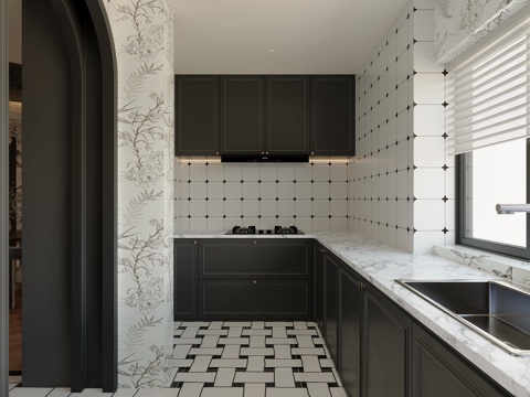  法式厨房3d模型 