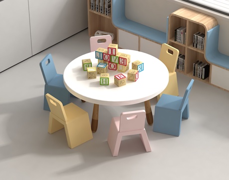 儿童桌椅 童趣家具 亲子互动桌 益智玩具 阅读区设计 软装搭su模型