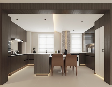  现代意式厨房3d模型 