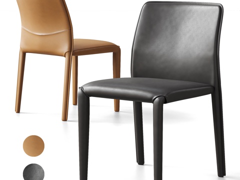 potocco 现代意式餐椅组合 皮革餐椅 单椅su模型