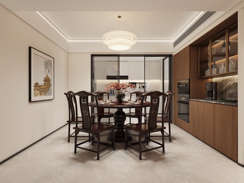 新中式餐厅  中式餐厅3d模型