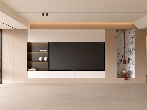 现代客厅 奶油客厅 电视背景墙 客厅背景 奶油风背景墙su模型