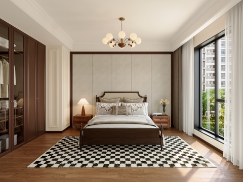  美式卧室3d模型 