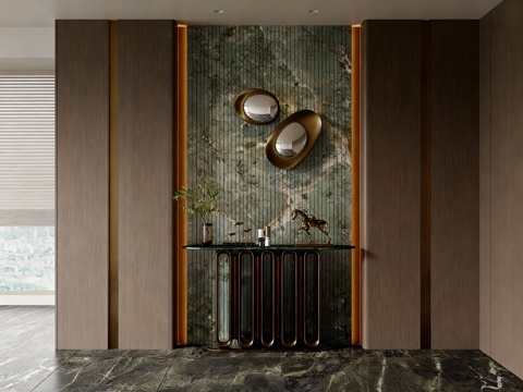 现代意式玄关 别墅玄关 玄关摆件 入户玄关 轻奢端景台3d模型