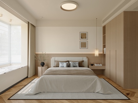  新中式卧室3d模型 