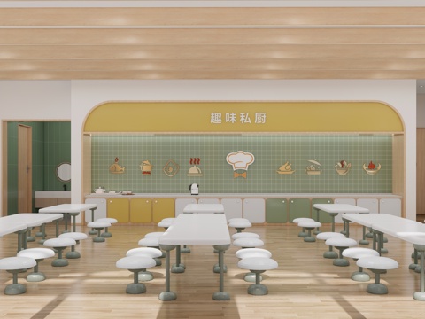 幼儿园餐厅  儿童餐厅su模型