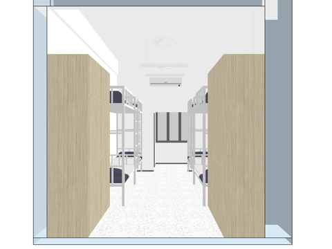 公寓 家装 上下铺 双人间 工装 床 单人间su模型