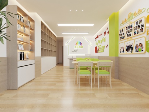 现代 养老服务大厅 养老文化墙 前台su模型