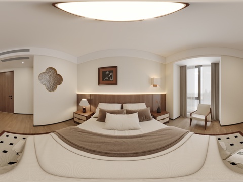  现代中古风卧室 