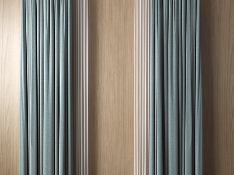  现代窗帘 挂帘 双层帘 纱帘 布帘3d模型 