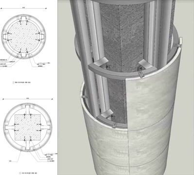 石材包圆柱节点cad施工图