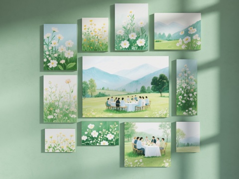 现代装饰画 水彩风装饰画 小清新装饰画 田园装饰画 治愈系装su模型