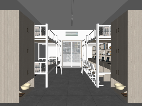 公寓 家装 上下铺 双人间 工装 床 单人间su模型