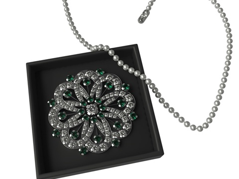  一条项链胸针3d模型 