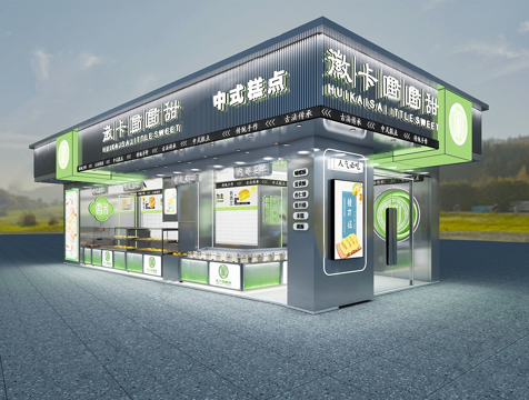现代甜品面包店 门头门面 餐饮门头su模型