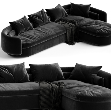  现代布艺多人转角沙发3d模型 