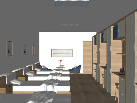 双人间 寝室 单人间 卧室 宿舍 家装 工装su模型