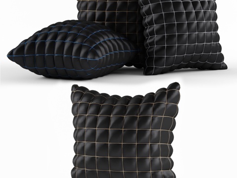  黑色皮革 抱枕枕头3d模型 
