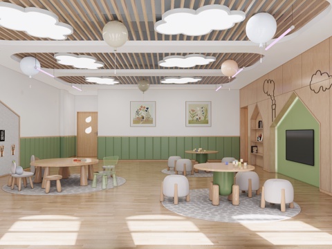 幼儿园教室  早教教室  活动室su模型