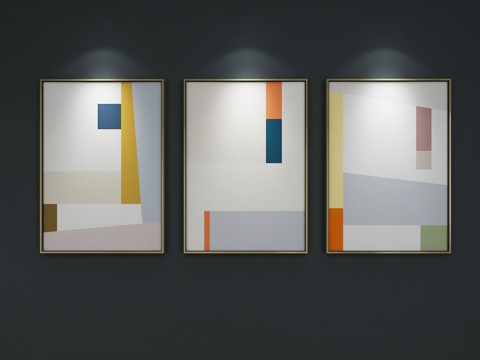  北欧抽象几何艺术装饰挂画 抽象画 照片墙 装饰画 3D模型3d模型 