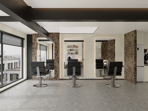  现代美发店3d模型 