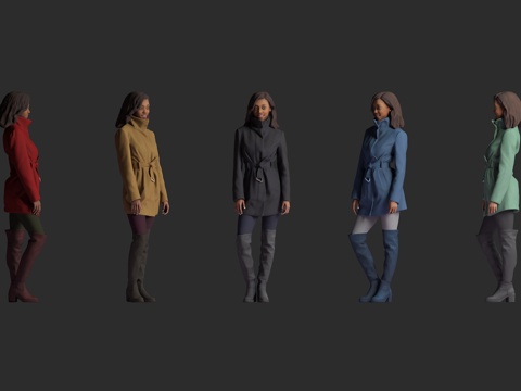  黑人女性 非洲黑人 外国人物 站立女人 站姿行走 场景装饰3d模型 