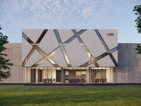 现代门头门面 商铺形象 店招su模型