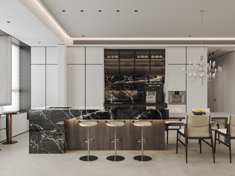  现代意式餐厅3d模型 