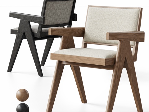 CASSINA 侘寂中古风单椅组合 扶手椅 昌迪加尔椅su模型