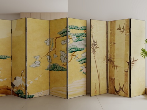  新中式屏风3d模型 