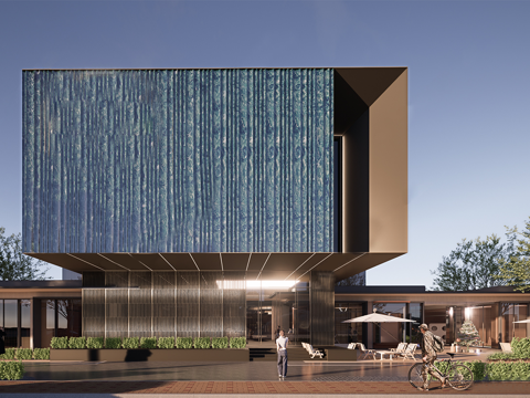 现代店铺面门头门面 店铺门头su模型