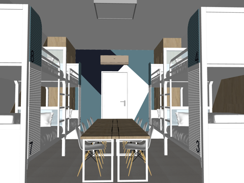 双人间 寝室 单人间 卧室 宿舍 家装 工装su模型