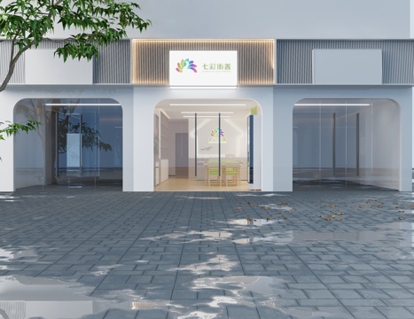 现代 门头 门面 商业 餐饮门头su模型