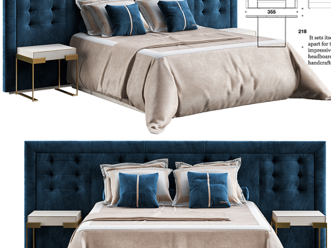 FENDI现代双人床3d模型