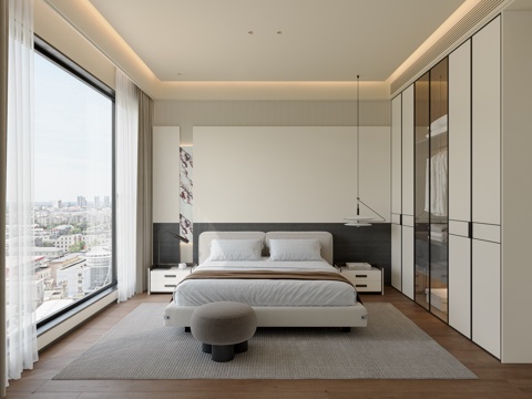  现代卧室3d模型 