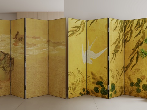  新中式屏风3d模型 