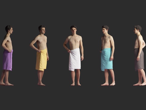  健身游泳 泳池浴巾 沙滩户外 男人男性 场景人物 氛围装饰3d模型 