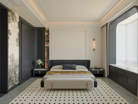  法式卧室3d模型 