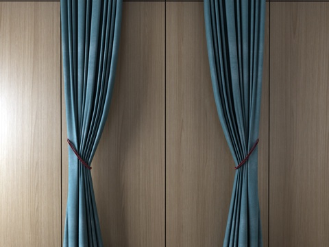  现代窗帘 挂帘 双层帘 纱帘 布帘3d模型 