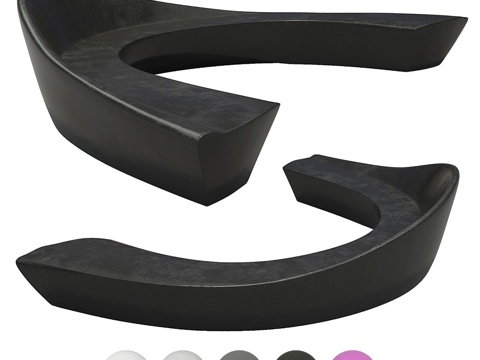  现代户外公共混凝土长椅3d模型 