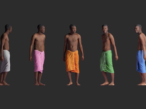  沙滩人物 泳池游泳 浴巾人物 男人男性 非洲黑人 站姿行走3d模型 