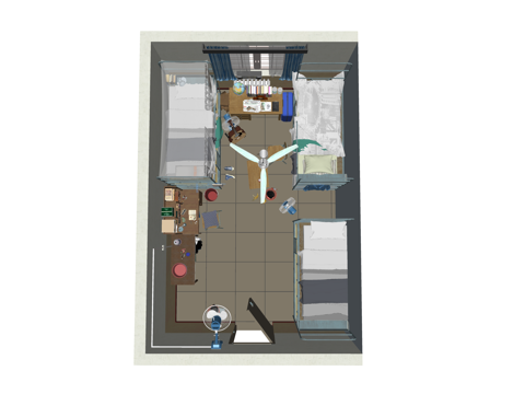 公寓 家装 上下铺 双人间 工装 床 单人间su模型