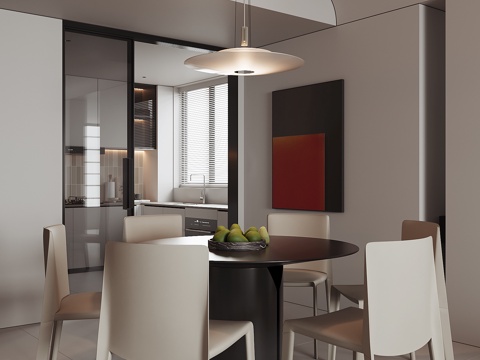 现代家居餐厅su模型